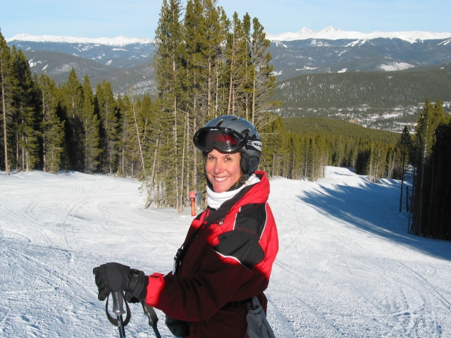 Sheri Morgan skiing Breckenridge, Colorado