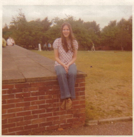 Sheri Morgan, outside the dorms on Lakenheath High School Campus, RAF Lakenheath, England, 1972